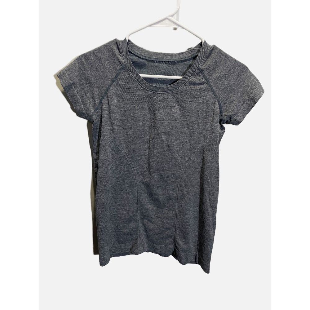 Zella Athletic Top Womens S/M Grey Seamless Short Sleeve Workout Gym Shirt